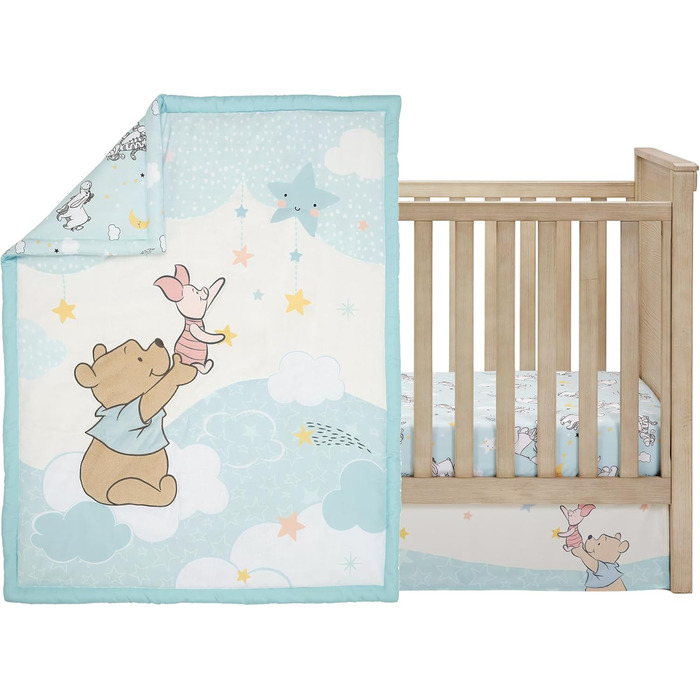 Комплект постільної білизни Bedtime Originals Starlight Pooh 3-спальний для дитячого ліжечка, синій, тварини