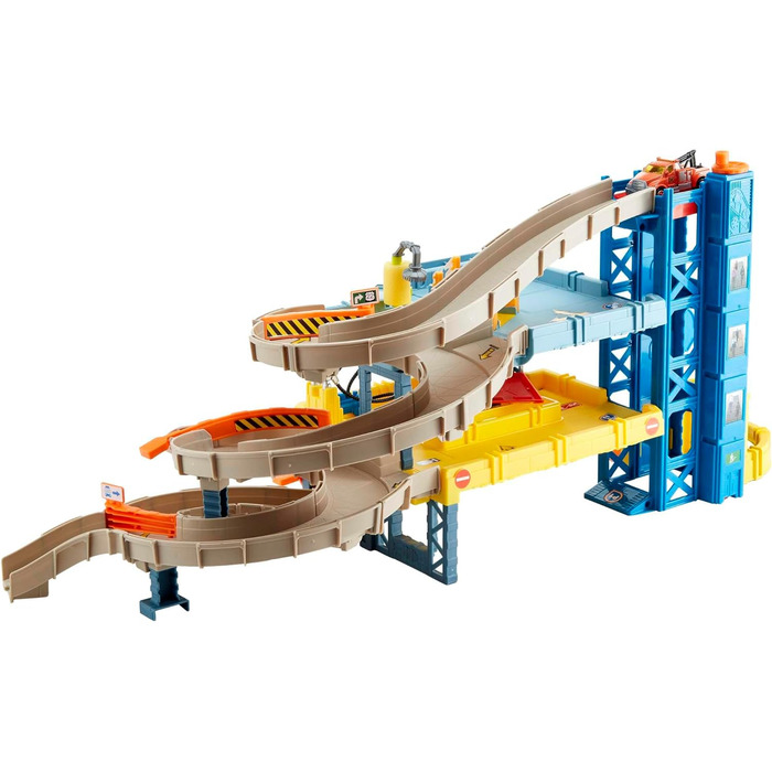 Гоночний трек для машинок Matchbox, 4-поверховий з пандусом, підйомником, мийкою та евакуатором для машинок Matchbox, вкл. 1 іграш