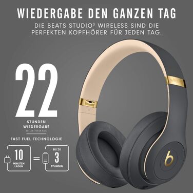 Накладні Bluetooth-навушники beats Studio3 з шумозаглушенням - чіп Apple W1, Bluetooth класу 1, активне шумозаглушення, 22 години