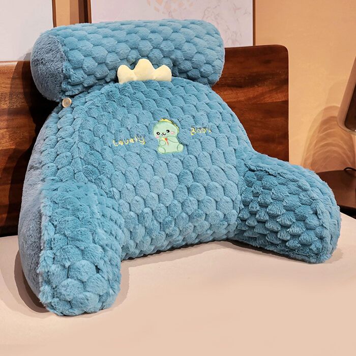 Подушка для читання, велика спинна подушка для сидіння в ліжку, велика клиноподібна спинка для дорослих та дітей з підлокітниками, опора для спини дивана та ліжка, подушка для підтримки спини (Розмір 7550 см, Колір Синій) 7550 см Синій