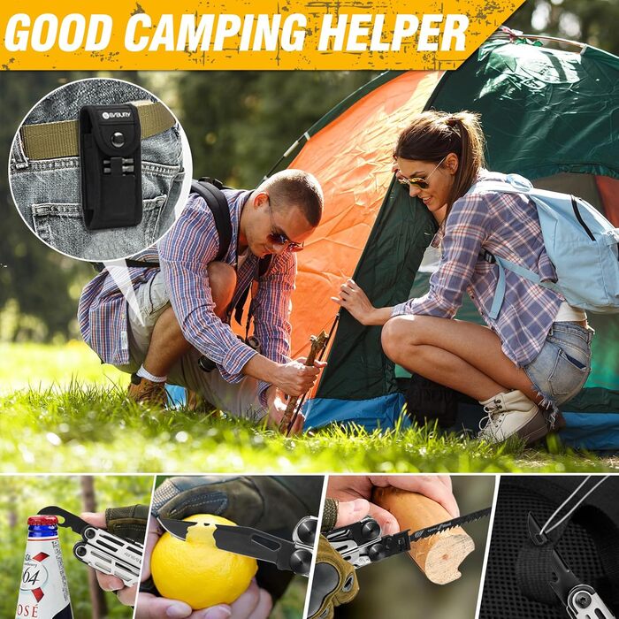 Подарунок для чоловіків, мультитули BIBURY, складні плоскогубці Outdoor Multi Tool з покращеними ножицями та викруткою, мультитули