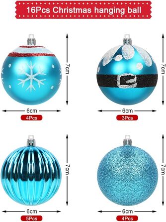 Набір різдвяних кульок 16 предметів сині Bluelves