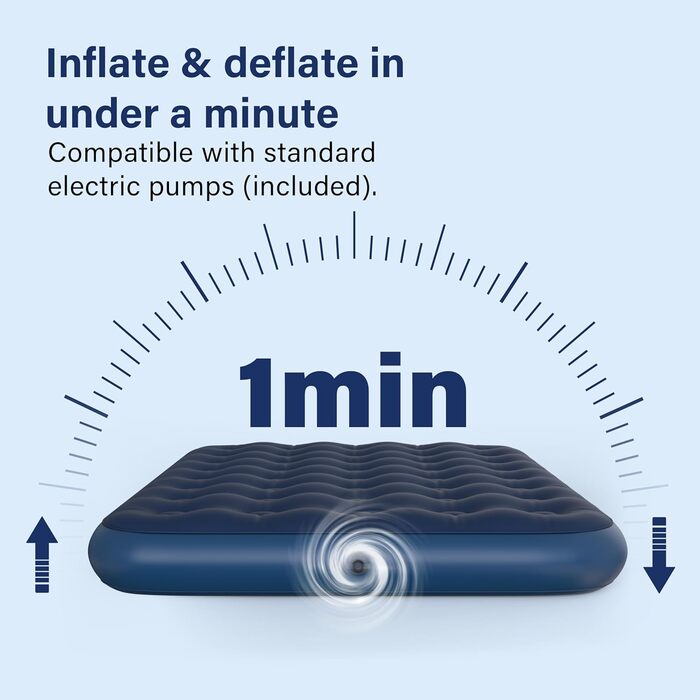 Надувний матрац Vivo Technologies з насосом кондиціонера, водонепроникний надувний матрац, швидко надувається для подорожей та кемпінгу, подвійний двоспальний надувний матрац насос кондиціонера
