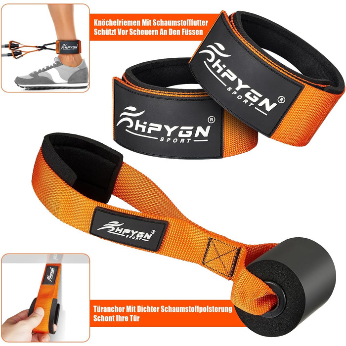 Еспандери HPYGN 136 кг, фітнес-еспандери, еспандери-трубки, набір еспандерів з ручками, ремінцями на щиколотці та дверним кріпленням, портативний рюкзак, для використання в приміщенні/домашньому спортзалі та на вулиці, еспандери 1-136 кг