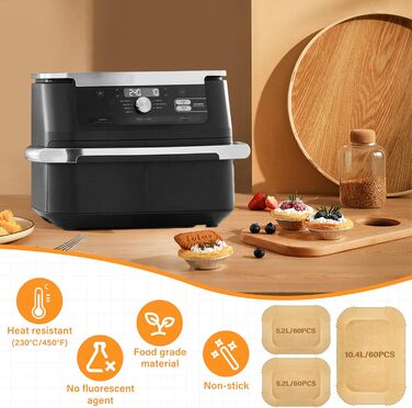 Папір для випічки для мультипечі Ninja Foodi Flexdrawer 10.4 л Air Fryer Af500de, аксесуари Аерофритюрниця для Ninja AF500EU, 180 шт.