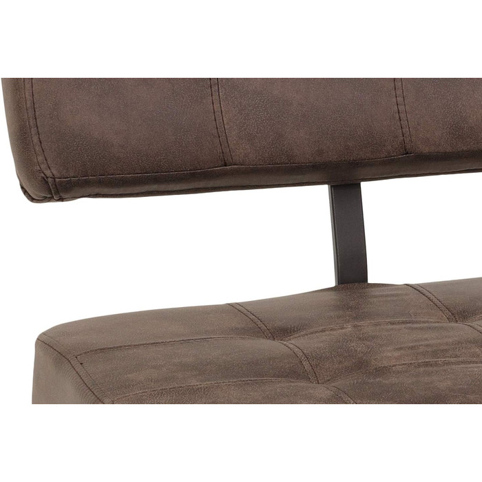 Обідня лавка Donna, зі спинкою, чохол Softex у вінтажному коричневому кольорі, Х-подібний металевий каркас кольору антрацит, 140x693 см Лавка зі спинкою