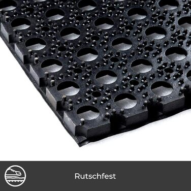 Килимок Vivol з гумовими кільцями 100x150 см, чорний - Килимок для зовнішнього використання в саду або біля задніх дверей - Гумові килимки для зовнішнього використання доступні в різних розмірах 150Д x 100Ш x 2,3Г см