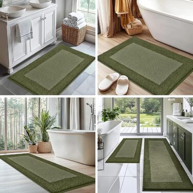 Килимок для ванної кімнати 50 x 76 см, нековзний килимок для ванни, килимок для ванни, що прається, килимок для душу, ванни та підлоги, шавлійно-зелений 50 x 76 см