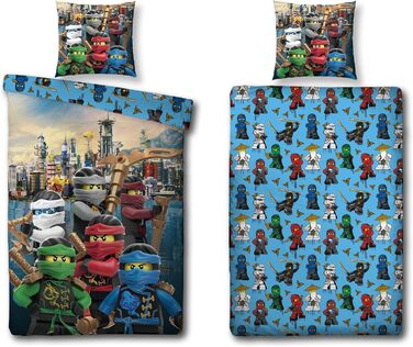 Комплект постільної білизни Character World Lego Ninjago для хлопчиків - дитяча постільна білизна 135x200 80x80 см з 100 бавовни н