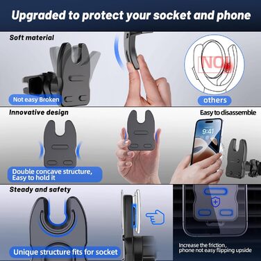 Автомобільне кріплення розетки для лобового скла для вентиляції приладової панелі, тримач для мобільного телефону для розетки з 2