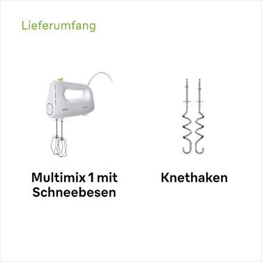 Ручний міксер Braun Household MultiMix 1 HM 1110 WH - ручний міксер з 4-ма швидкостями плюс турбо, технологія FastMix, EasyClick,