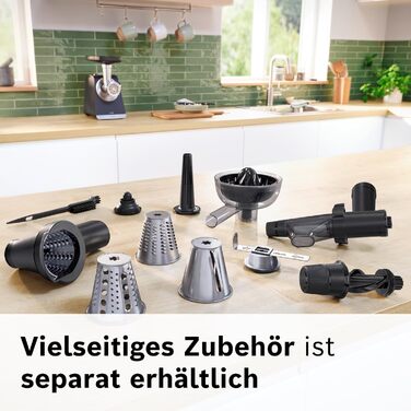 М'ясорубка Bosch MultiPower Serie 6 MFWS607W, 2 перфораційні решітки (4,5 та 8 мм), нержавіюча сталь, підходить для посудомийки, насадки для кеббе та ковбас, потужність 2100 Вт, біла