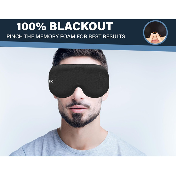 Маска для сну BASTIEK для чоловіків і жінок, 3D контурна чашка, блокує світло, нічна маска для сну увігнутої форми, зручна маска д