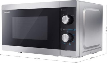 Мікрохвильова піч SHARP MS01ES (мікрохвильова піч 800 Вт, 5 рівнів потужності, функція розморожування, розміри 440x258x344см), сріблястий