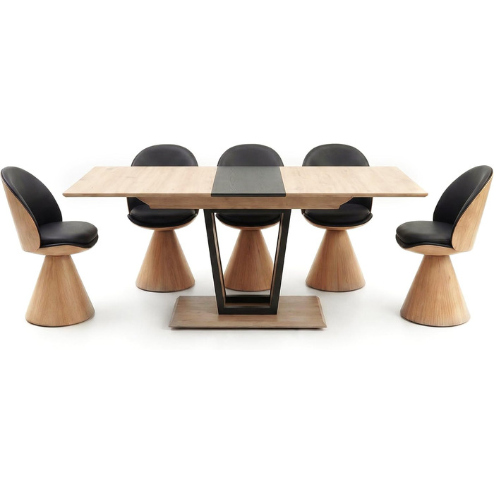 Розсувний обідній стіл Newroom до 200 см кольору Wild Oak Anthracite - Сучасний обідній стіл - 160-200 x 76 x 90 см (Ш x В x Г) - Розсувний стіл із синхронізованим механізмом висування - Їдальня, Кухня, Вітальня