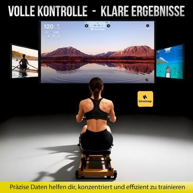 Складаний водний гребний тренажер Christopeit для домашнього використання WP5000 або Colorado - дерев&39яний гребний тренажер, гібридна система водно-магнітних систем, Kinomap, Bluetooth Colorado - бамбук