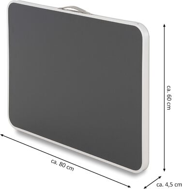 Складаний туристичний стіл Nexos Trading з ручкою для перенесення 80x60x70 см Складаний кемпінговий бічний столик антрацит Легкий, компактний, всепогодний столик-валіза