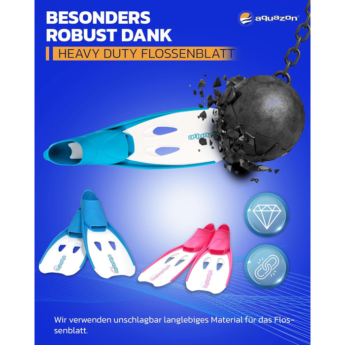 Ласти Aquazon Flipper, ласти для снорклінгу, ласти для дайвінгу, ласти для плавання для дітей, підлітків, дорослих для снорклінгу, плавання в модних рожево-білих кольорах 27-30