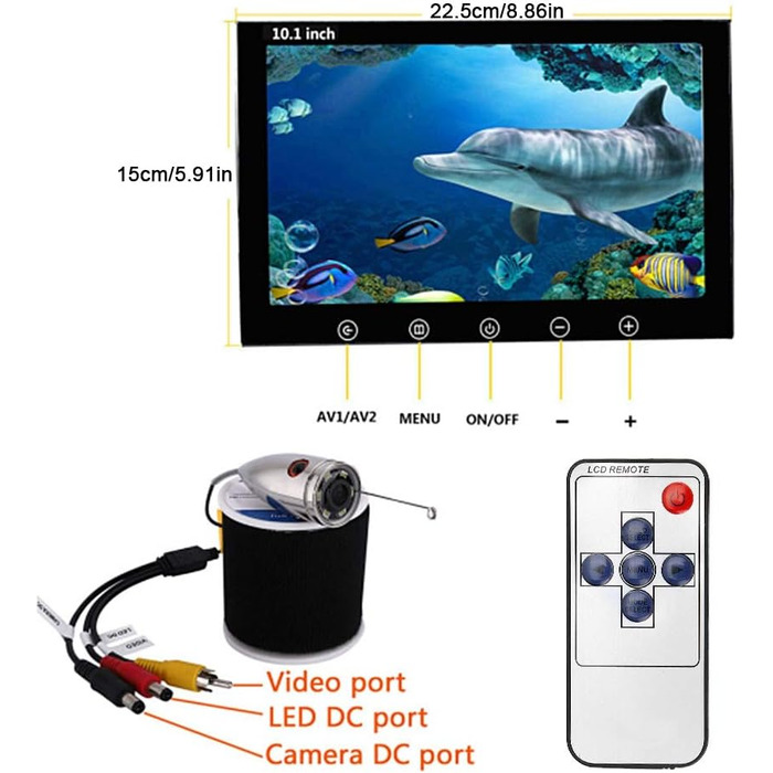 Підводна камера для риболовлі Відеореєстратор Підводний ехолот Камера для ехолота Бездротовий WiFi Відеокамера для підводної риболовлі Ехолот ІЧ підсвічування 1000 TVL Монітор Портативна відеокамера для риболовлі з коробкою 10,1 дюйма