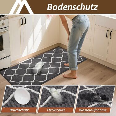 Килим для кухні COSY HOMEER з нековзним покриттям, 60 x 180 см, Кухонна доріжка, яку можна прати, стійка до плям, можна прати в пральній машині, для кухні, пральні, входу, коридору, сірий, 60 x 180 см