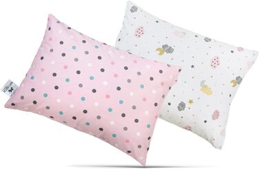 Набір з 2 м'яких подушок з бавовняною наволочкою, дитяча подушка від 1 року, дитяча подушка для дитячого ліжка, дитяча подушка, що