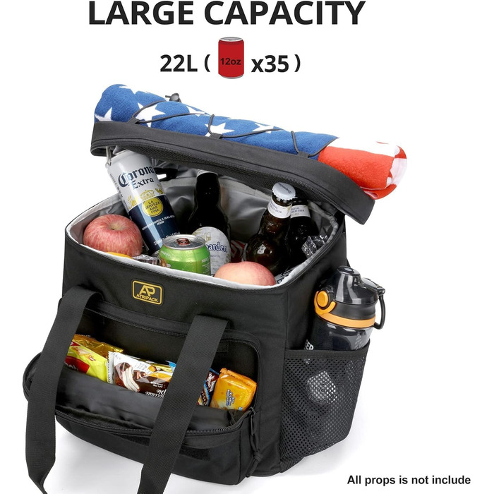 Тактична сумка для ланчу для чоловіків, утеплена та герметична сумка для ланчу з системою MOLLE, велика сумка-холодильник для дорослих, жінок та чоловіків регульована, ідеально підходить для роботи, пікніків, риболовлі та офісу, чорна