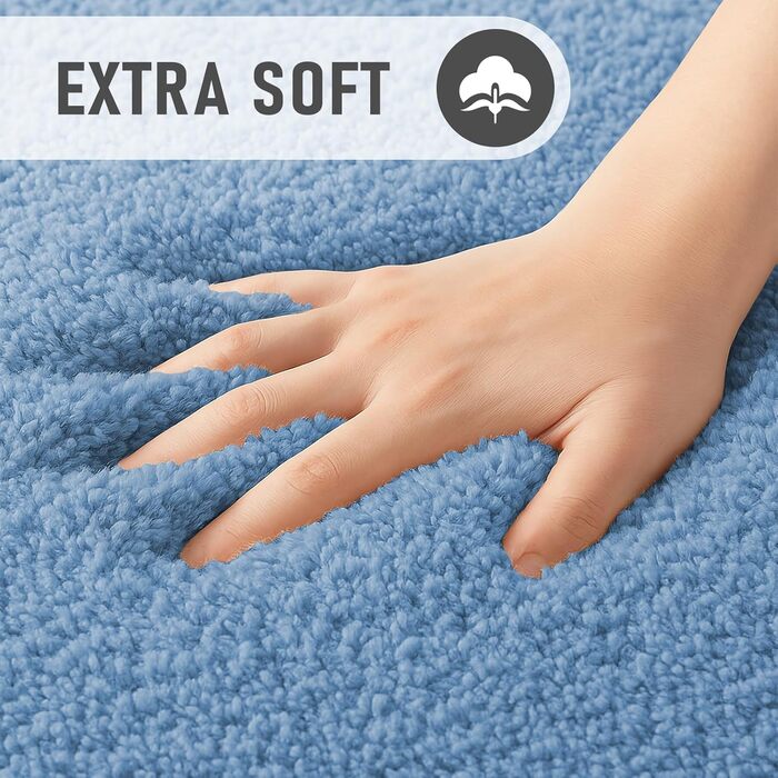 Комплект килимків для ванної кімнати RUN HELIX з мікрофібри, 2 предмети, 50x50 см 50x80 см, 2 см супертовстий, суперпоглинаючий, можна прати, нековзний килимок для ванної, синій, 50x80 см 50x50 см