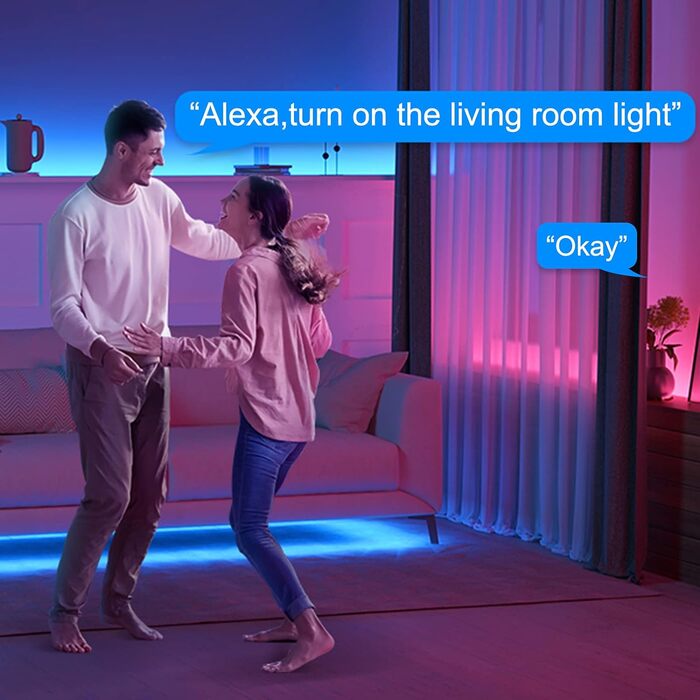 Світлодіодна стрічка Alexa 5050 RGB Світлодіодні стрічки, керовані APP музичні світлодіодні струнні ліхтарі, сумісні з Alexa, світлодіодною стрічкою Google Assistant, що змінює колір, світлодіодною стрічкою з пультом дистанційного керування та джерелом жи