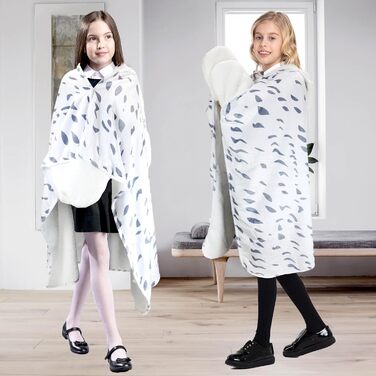 Портативна ковдра з капюшоном, ковдра з капюшоном у формі білої сови для дорослих, накидка з рукавичками, суперм&39який фланелевий подарунок у формі сови для жінок, дорослих та дітей, біла сова для дітей