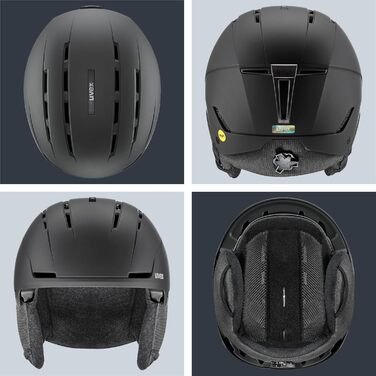 Міцний лижний шолом для чоловіків та жінок - індивідуальне регулювання розміру - оптимізована вентиляція, чорний матовий, 54-58 см