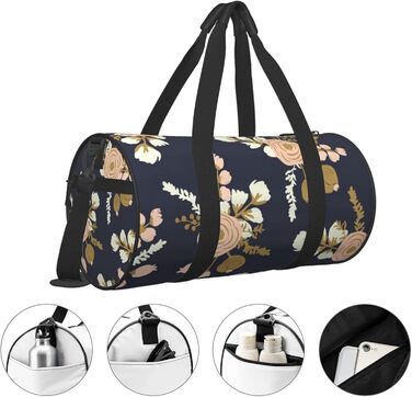 Дорожня сумка-циліндр з квітковим принтом, спортивна сумка для чоловіків та жінок, сумка-мішок