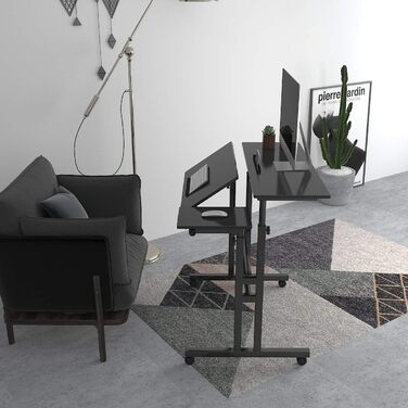 Комп&39ютерний стіл/стіл для ноутбука з регульованою висотою на колесах, мобільний стіл/стіл для ПК/стіл для ноутбука/підставка для ноутбука для дому та офісу, чорний