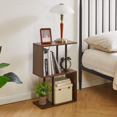 Подібний вузький журнальний столик, 3-ярусний журнальний столик з відкритими полицями, нековзні ніжки, сучасна тумбочка, журнальний столик для невеликих приміщень, вітальня, коричневий YD-ST003LW