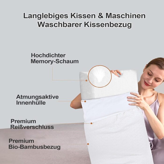 Подушка з піни з ефектом пам&39яті - ортопедична подушка для підтримки шиї. Матеріал високої щільності краще знімає тиск на шию. Ергономічна подушка зі знімним чохлом, який можна прати. Білий колір.