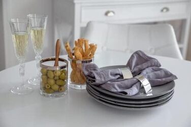 Набір з 2 кілець для серветок Volute, елегантні посріблені, стійкі до потемніння, довжина 6 см, діаметр 3,5 см, прикраса столу для весілля