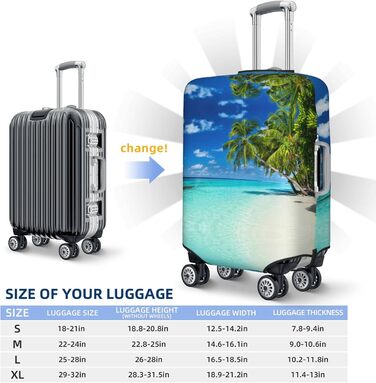 Чохол для валізи з романтичним пляжним принтом, еластичний захист від подряпин та пилу, чорний, розмір 90