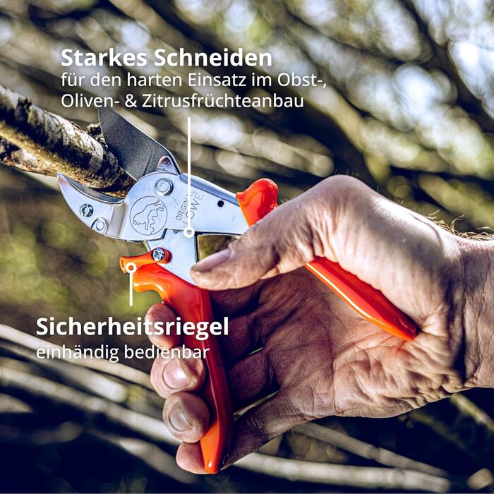 Оригінальні садові ножиці LWE 10 Professional Anvil 10.107 з обхідною геометрією - інноваційні гострі ножиці з ергономічними ручками та антипригарним покриттям на сталевому лезі для різання у садівництві