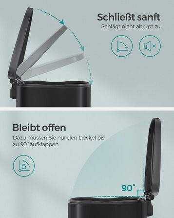 Відро для сміття для кухні, 50 л, для сміття, педальний, з кришкою, плавне закриття, ножна педаль, сталь, внутрішній контейнер, чо