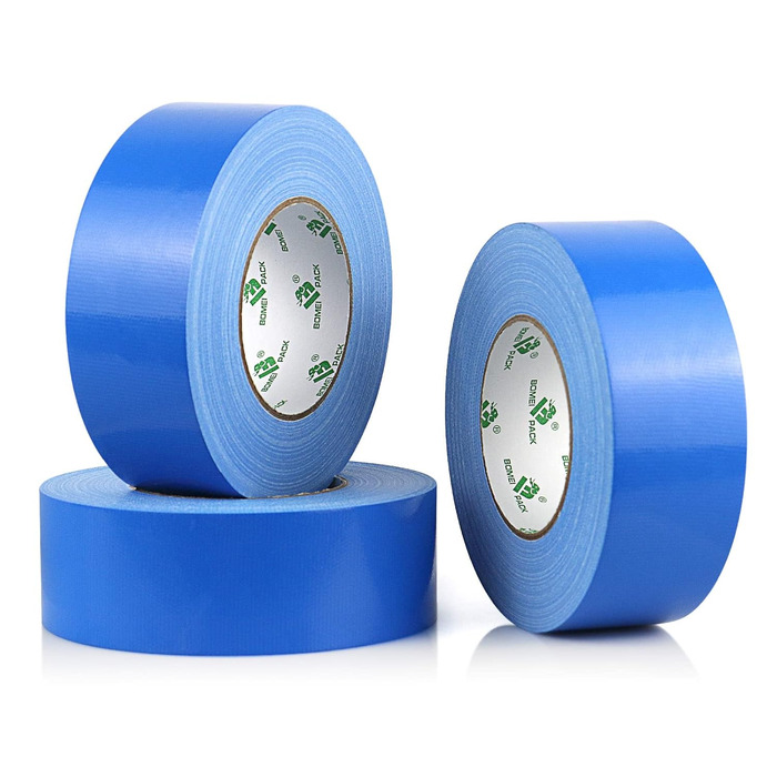 Рулони синьої клейкої стрічки - Водонепроникна клейка стрічка для внутрішнього та зовнішнього використання - Тканинна стрічка 50 м x 50 мм (Синя), 3