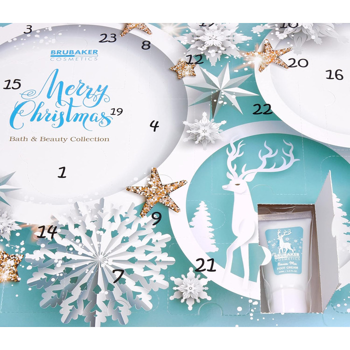 Різдвяний календар краси BRUBAKER Cosmetics 2025 - XXL різдвяний календар здоров&39я для жінок та дівчат - 24 засоби догляду за тілом та спа-аксесуари - м&39ятно-блакитний