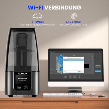 Принтер, настільний полімерний принтер із 7-дюймовим монохромним РК-дисплеєм 9K, підключенням до Wi-Fi, системою простого вирівнюв