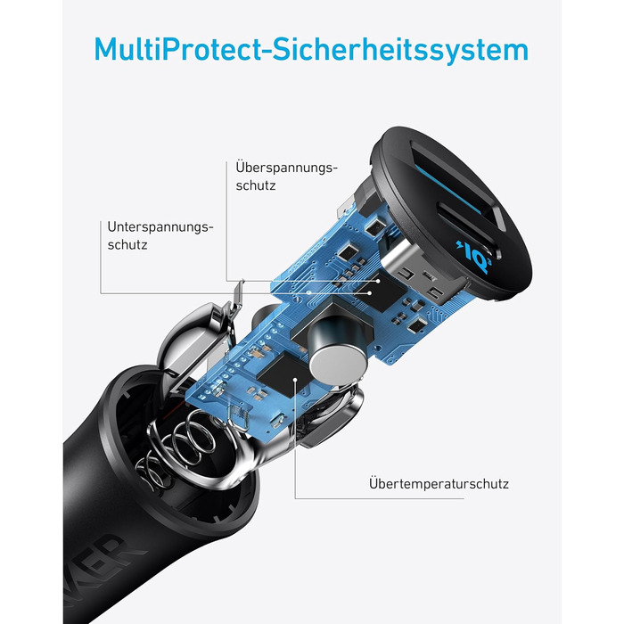 Автомобільний зарядний пристрій Anker USB-C, 2-портовий автомобільний адаптер живлення Type-C потужністю 30 Вт, автомобільний заря