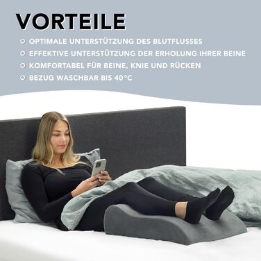 Подушка для підняття ніг XDREAM Ергономічна форма Забезпечує підтримку та полегшення Знімний чохол, який можна прати Сертифіковано Oeko-Tex Сірий антрацит