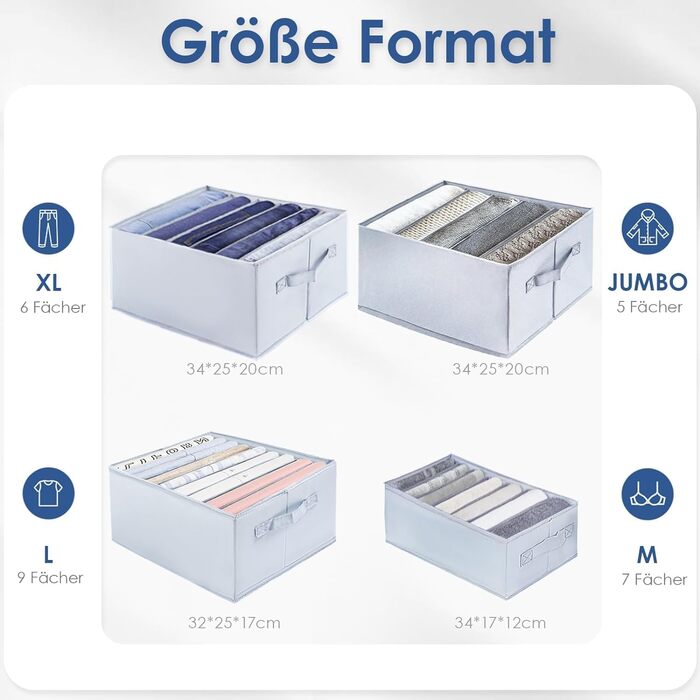 Органайзер для гардеробу, 6 предметів, для штанів, сорочок, спідньої білизни органайзер для шафи, система організації шухляд, органайзер для шухляд, 6 предметів (34*17*12 см - 7 відділень)