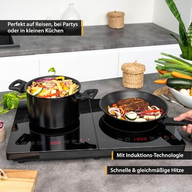 Перша індукційна плита Австрія подвійна 3500 Вт 10-ступінчастий контроль температури Таймер Батьківський контроль Кемпінг Мобільний двомісний чорний