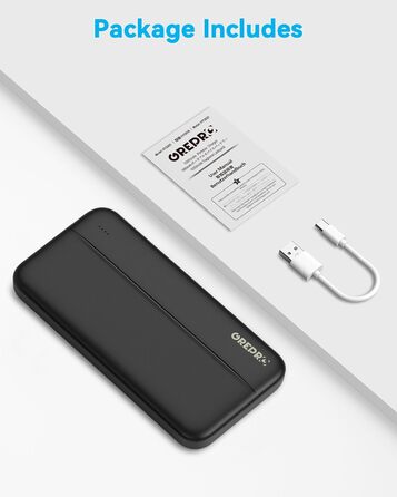 Зовнішня батарея мобільного телефону, Power Bank невеликий, але міцний із вхідними портами Type-c Micro та USB-C 2 вихідними портами USB для смартфонів, планшетів, 10000mAh