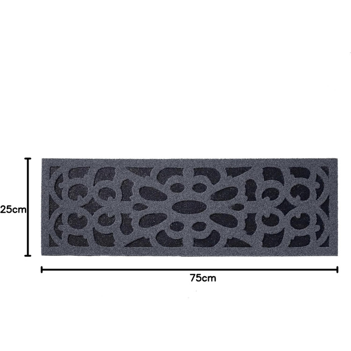 Вузький килимок для дверей Nicoman Barrier, екологічний, стійкий до подряпин та абсорбуючий, сірий (водонепроникний) - 75x25 см (30&39&39x10&39&39), 25 x 75 см (прямокутний) чорний