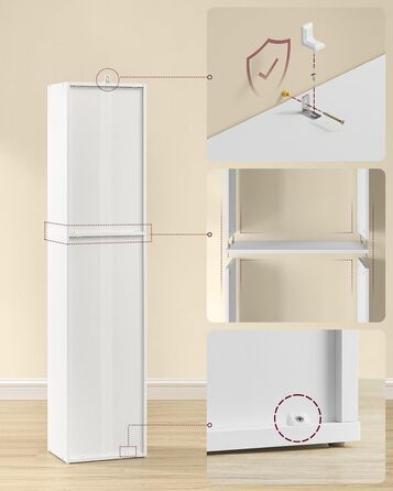 Колекція Custos - Книжкова полиця, 5-ярусна полиця, Відкрита полиця для зберігання, 24 x 30,2 x 134,2 см, для вітальні, домашнього офісу, їдальні, Хмарно-білий LBC419W01 5 ярусів (30,2Ш см) Хмарно-білий