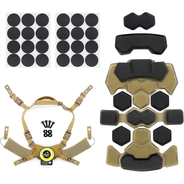 Тактичні накладки на шолом та регульований ремінець для підборіддя шолома для Tactical Fast Me ACH Bump FMA EXF Запасний комплект аксесуарів кольору хакі