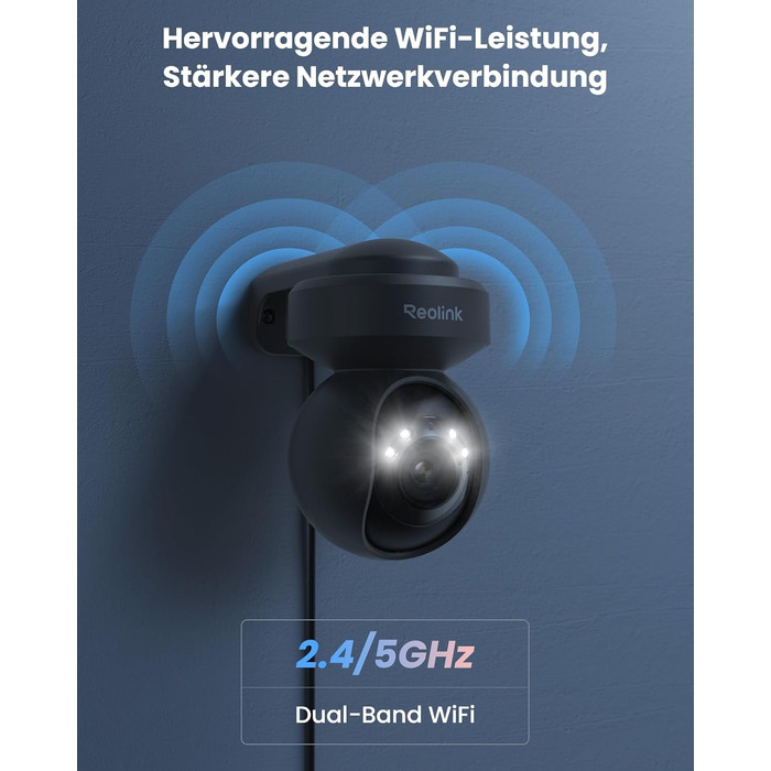 Мегапіксельна PTZ-камера відеоспостереження на відкритому повітрі Wi-Fi, 3-кратне оптичне збільшення, 2,4/5 ГГц WiFi-камера на відкритому повітрі з автоматичним відстеженням, виявленням людини/транспортного засобу, повнокольоровим нічним баченням, E1 Outd